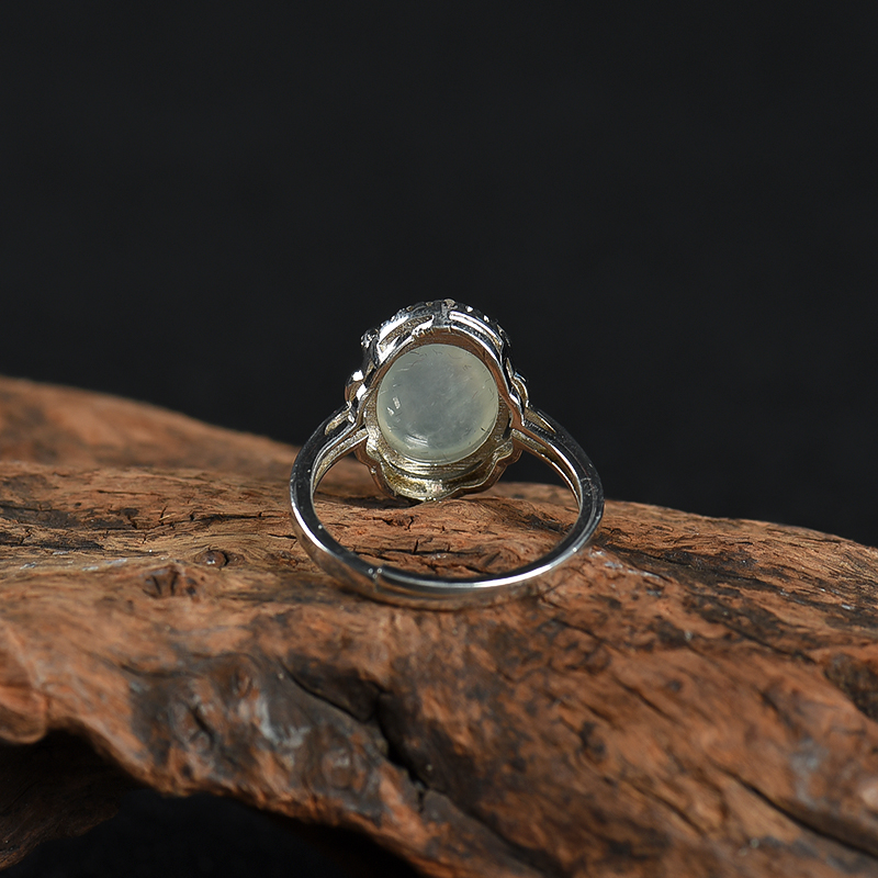 银镶缅甸糯冰种翡翠戒指-红掌柜