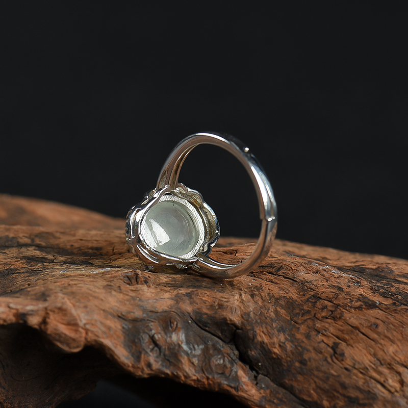 银镶缅甸天然翡翠戒指-红掌柜