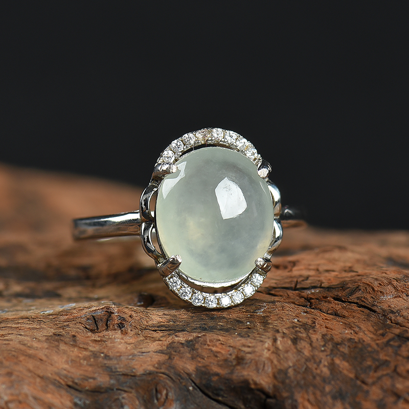 天然糯冰种翡翠戒指-红掌柜