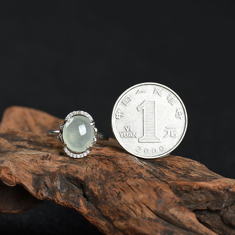 糯冰种翡翠戒指-红掌柜