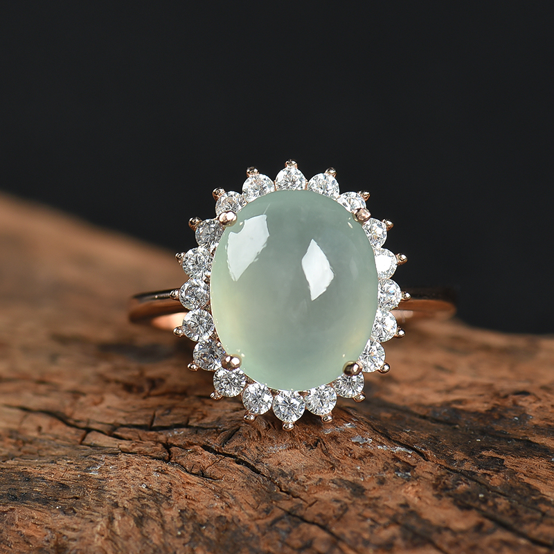 天然糯种翡翠戒指-红掌柜