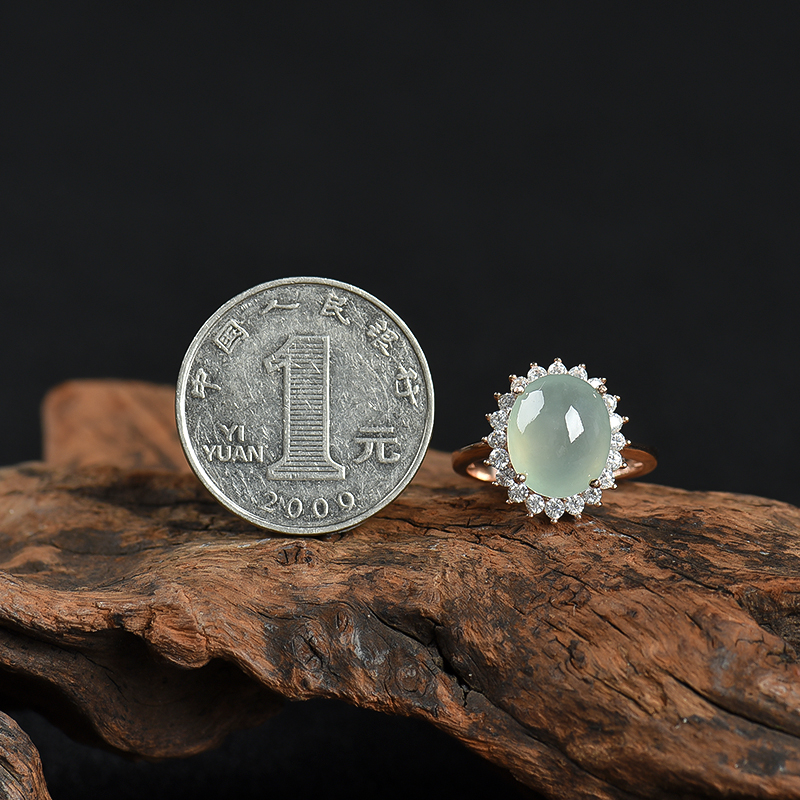 糯种翡翠戒指-红掌柜