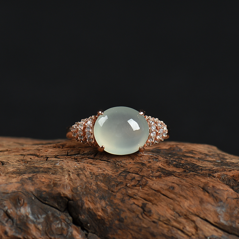 银镶糯种翡翠戒指-红掌柜