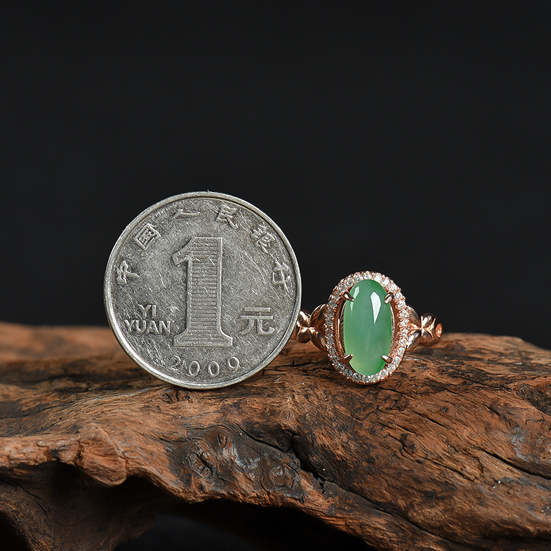 糯种翡翠戒指-红掌柜