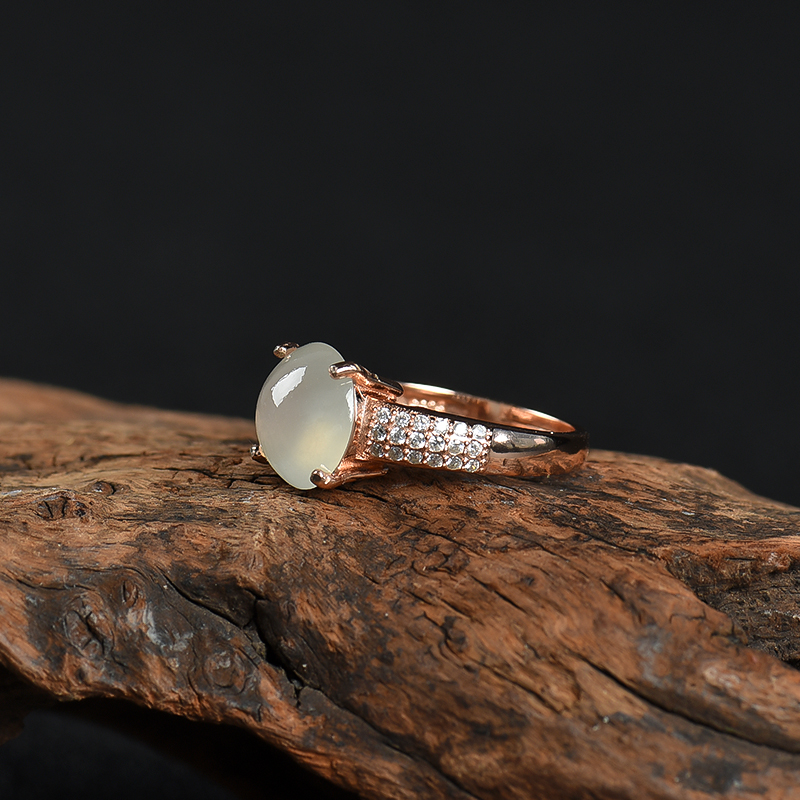 银镶翡翠戒指-红掌柜