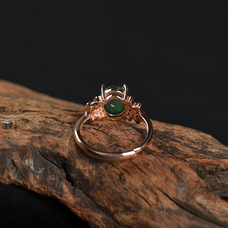 灰绿翡翠戒指-红掌柜