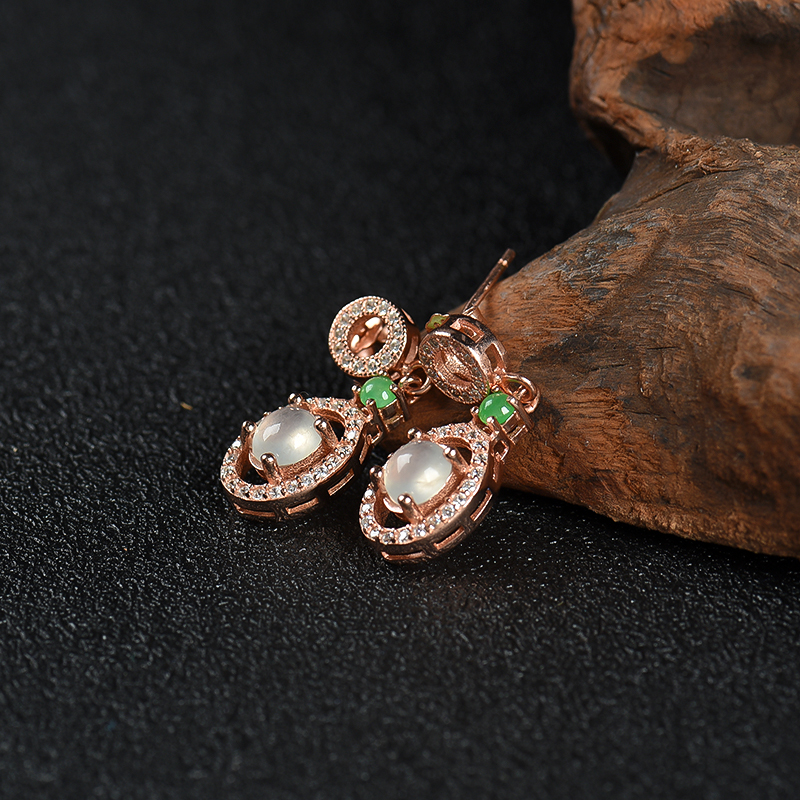 银镶翡翠耳坠-红掌柜