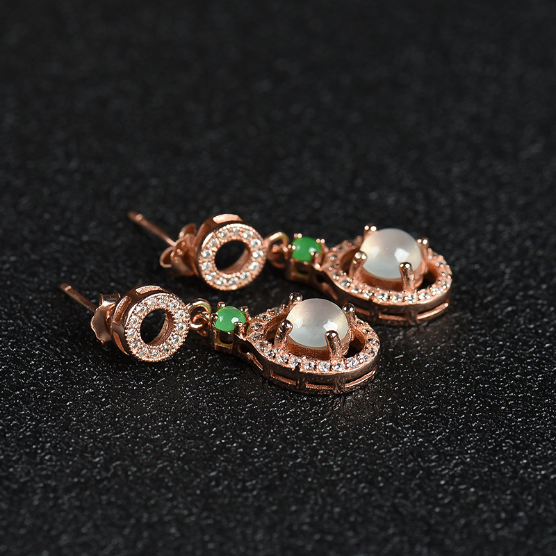 天然翡翠耳坠-红掌柜