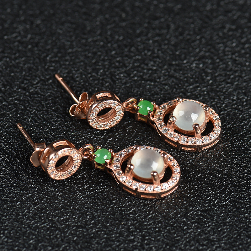 缅甸翡翠耳坠-红掌柜