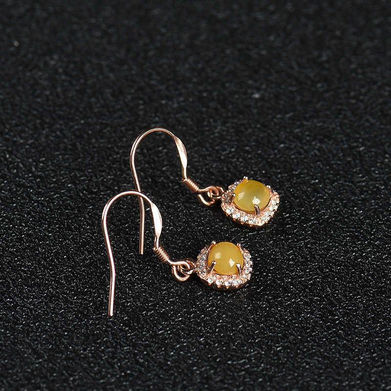 天然黄翡耳坠-红掌柜