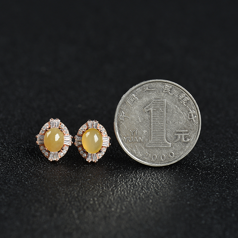 黄翡耳钉-红掌柜