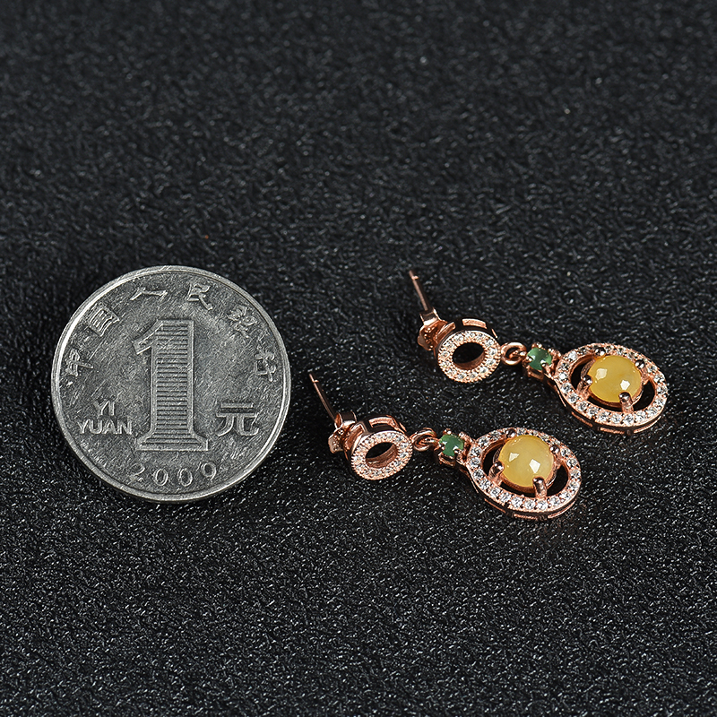 黄翡耳坠-红掌柜