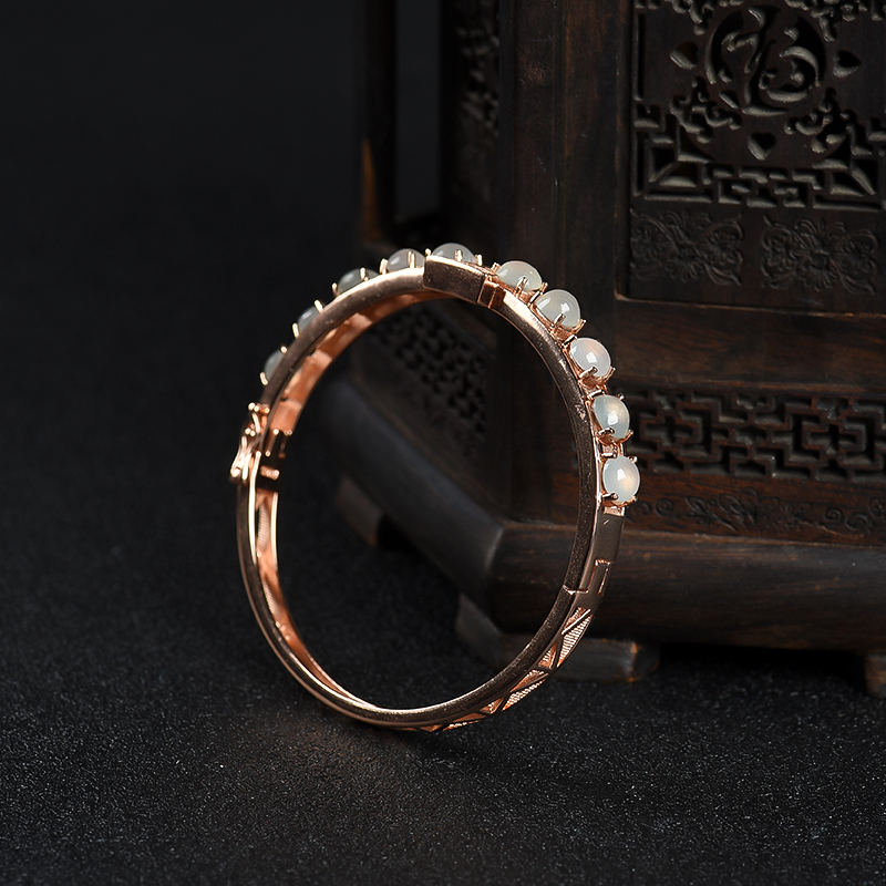 55.5mm糯冰种翡翠手镯-红掌柜