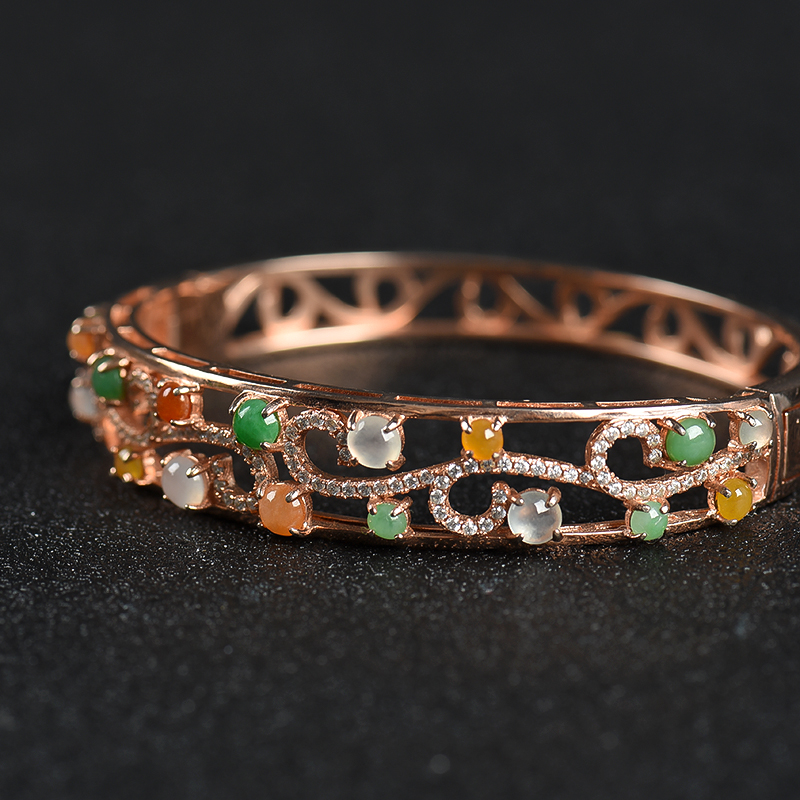 糯种翡翠手镯-红掌柜