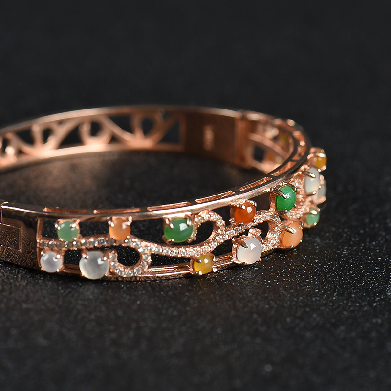 银镶翡翠手镯-红掌柜