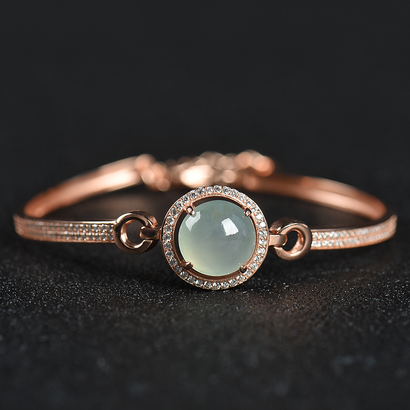 银镶翡翠手环-红掌柜