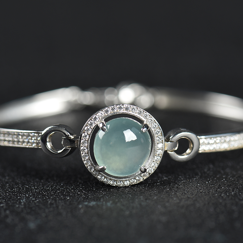 银镶翡翠手环-红掌柜