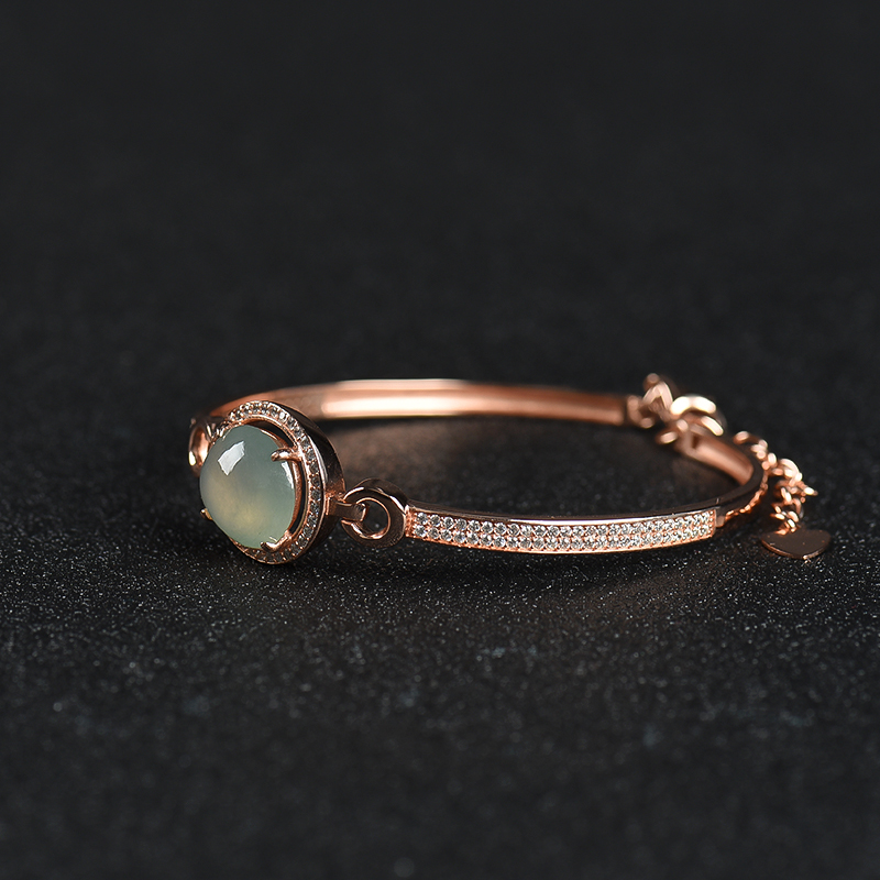 缅甸糯种翡翠手环-红掌柜