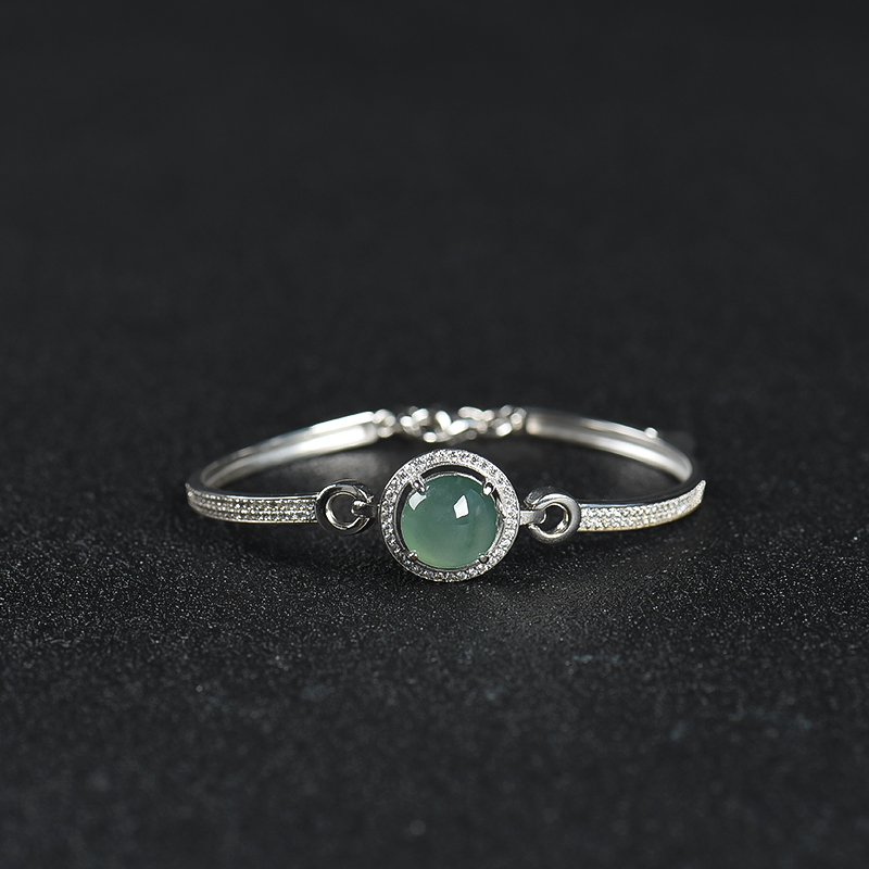 银镶糯种翡翠手环-红掌柜