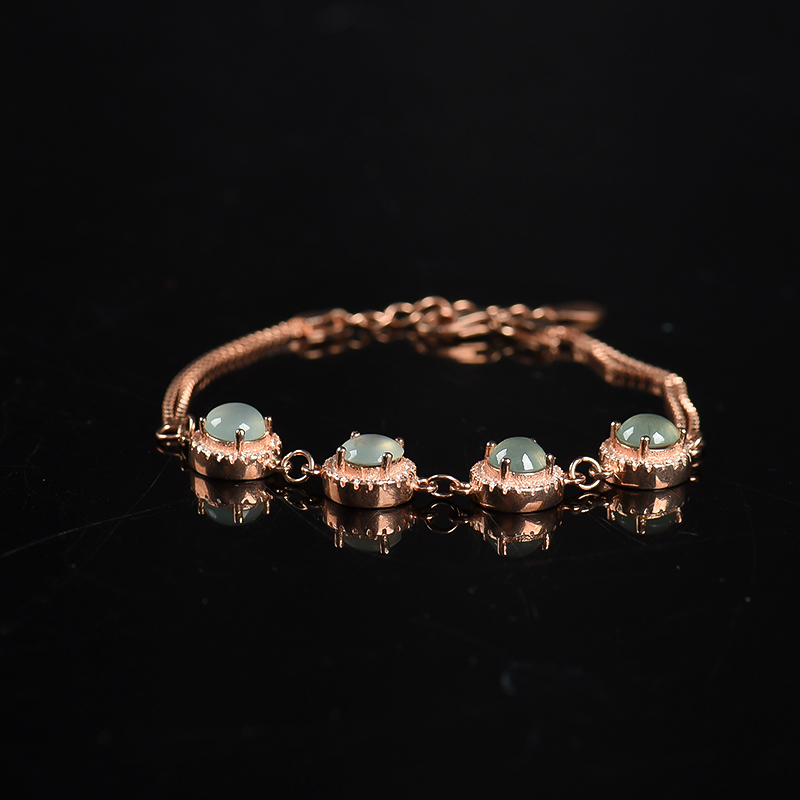 银镶糯冰种翡翠手链-红掌柜