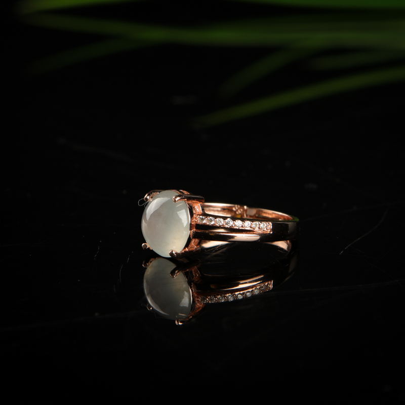 银镶缅甸天然翡翠戒指-红掌柜