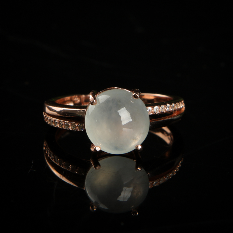 天然糯冰种翡翠戒指-红掌柜