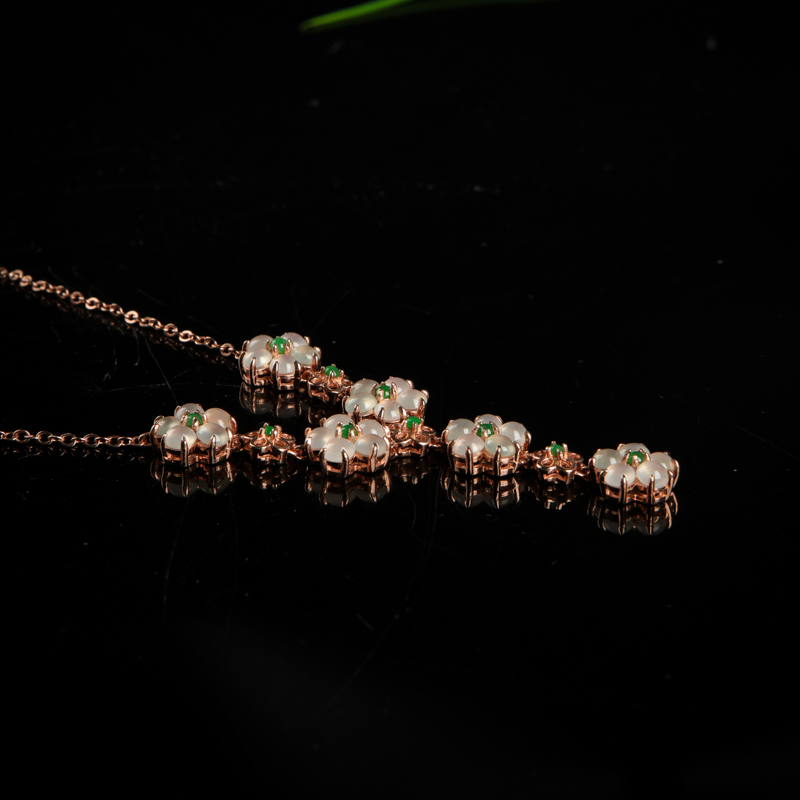 缅甸糯冰种翡翠项链-红掌柜