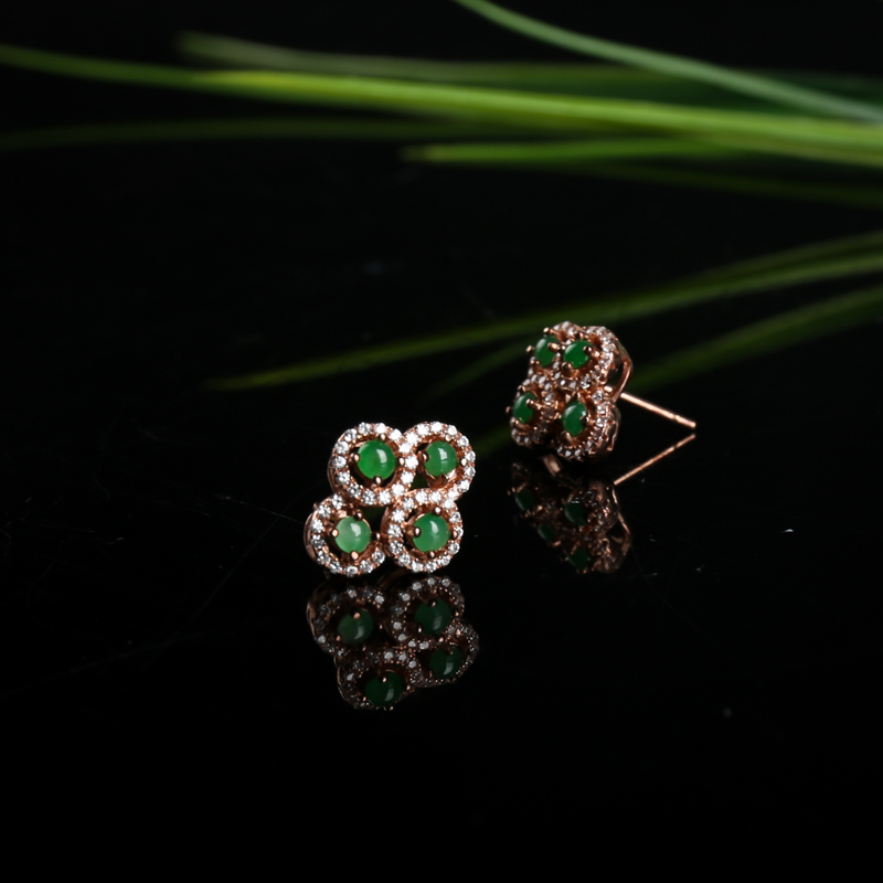 翡翠耳钉-红掌柜