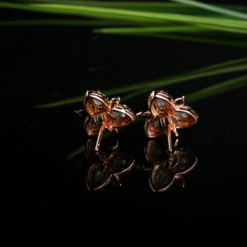 天然翡翠耳钉-红掌柜