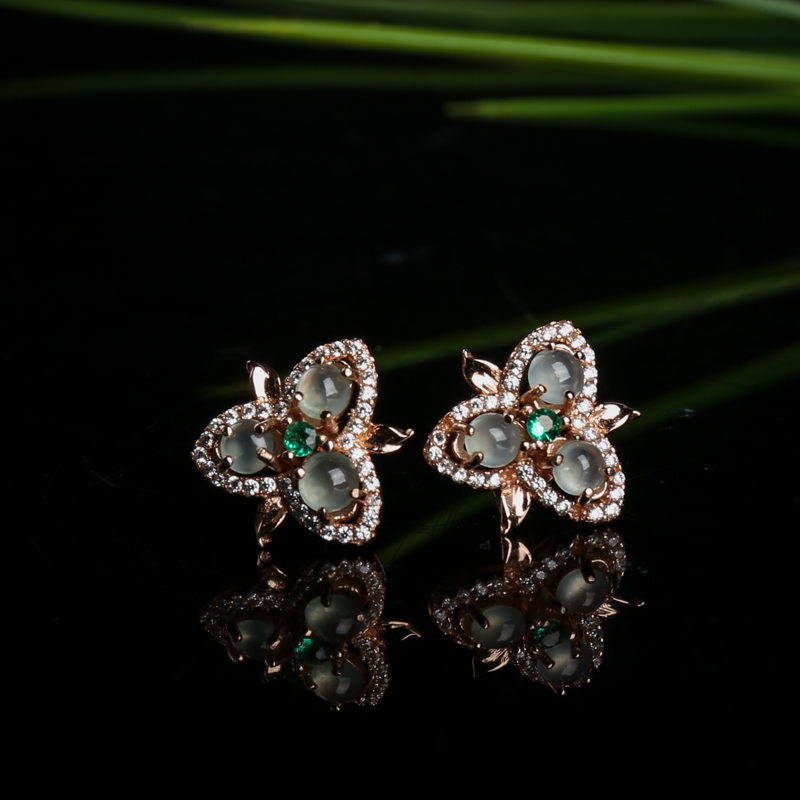 缅甸翡翠耳钉-红掌柜