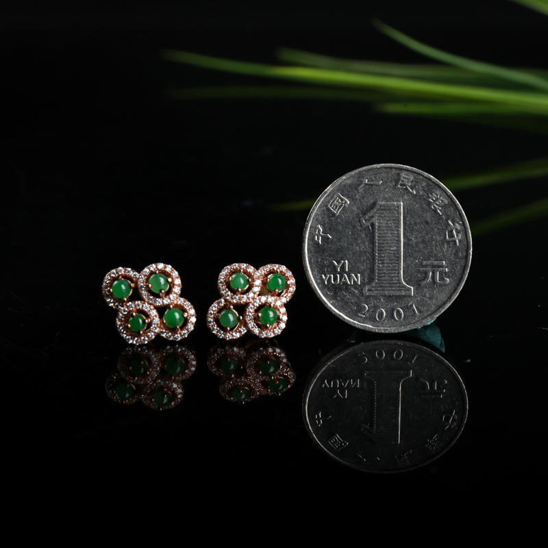 缅甸翡翠耳钉-红掌柜