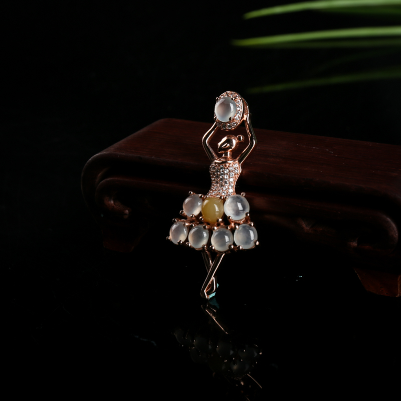 银镶缅甸糯冰种翡翠吊坠-红掌柜