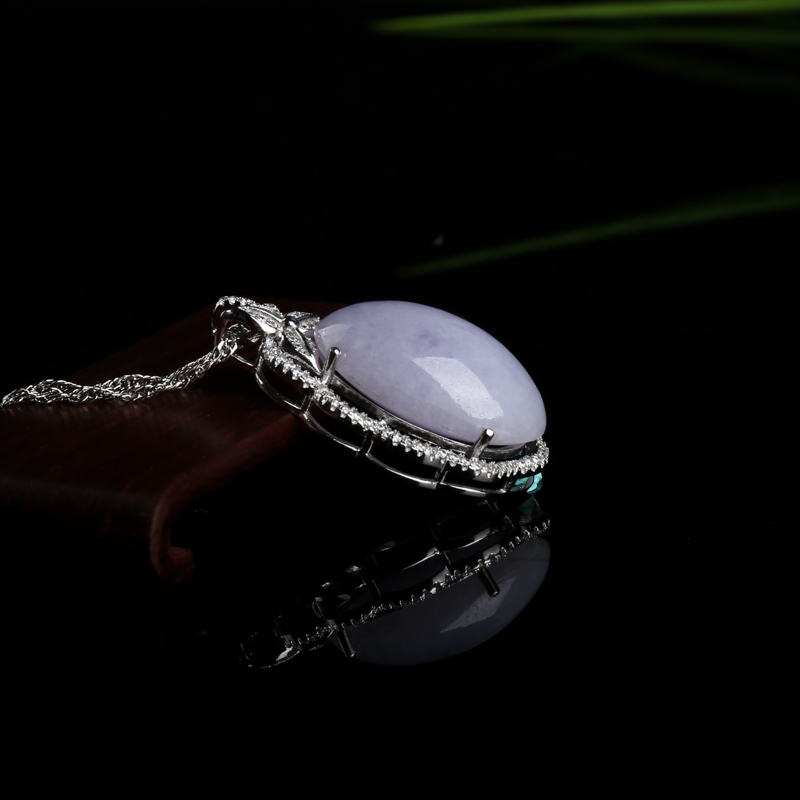 糯种浅紫翡翠蛋面吊坠-红掌柜