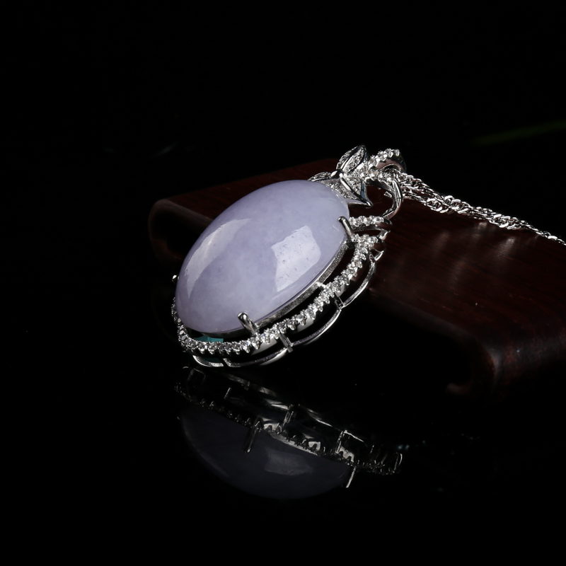 浅紫翡翠蛋面吊坠-红掌柜