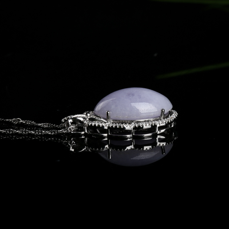 银镶糯种浅紫翡翠吊坠-红掌柜