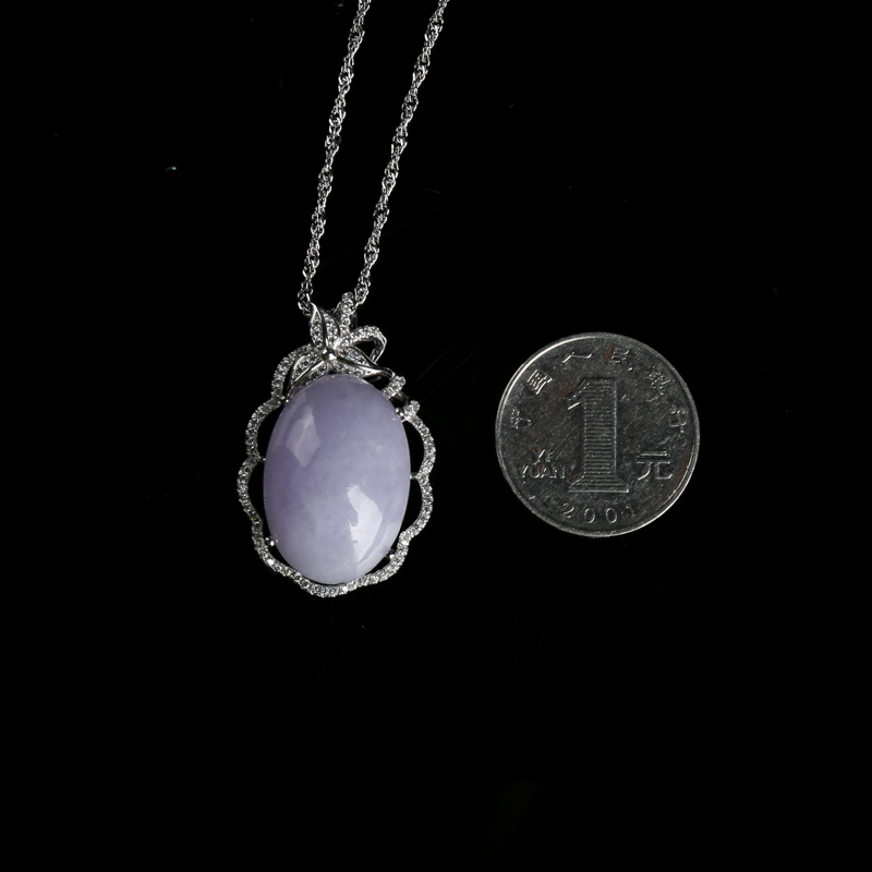 银镶浅紫翡翠吊坠-红掌柜