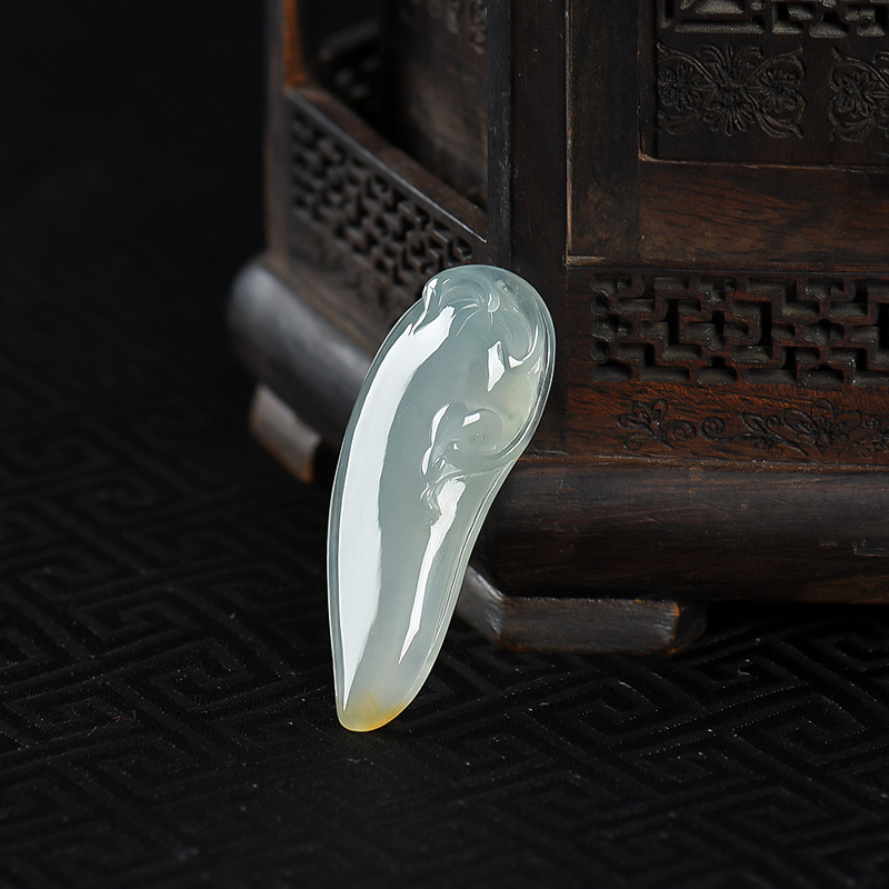 缅甸糯冰种飘花翡翠福瓜吊坠-红掌柜