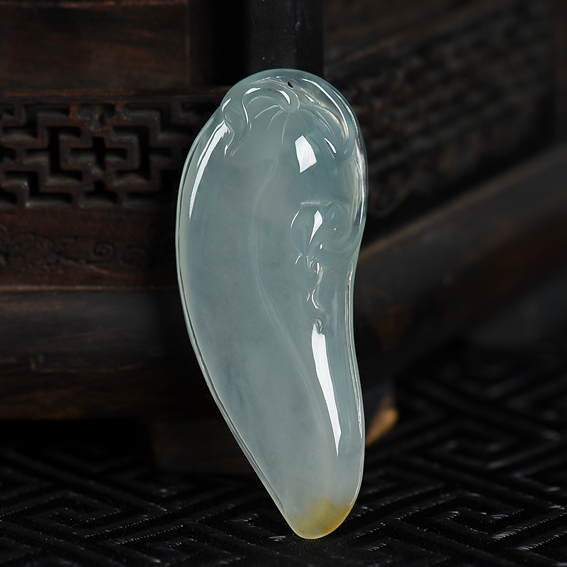 缅甸天然糯冰种飘花翡翠吊坠-红掌柜