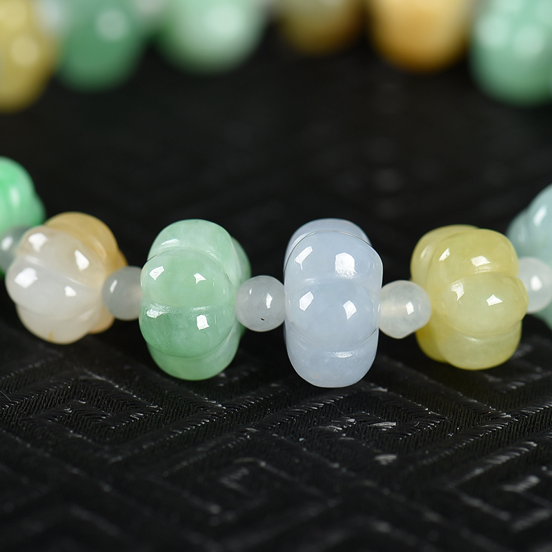 天然糯冰种翡翠南瓜珠手链-红掌柜