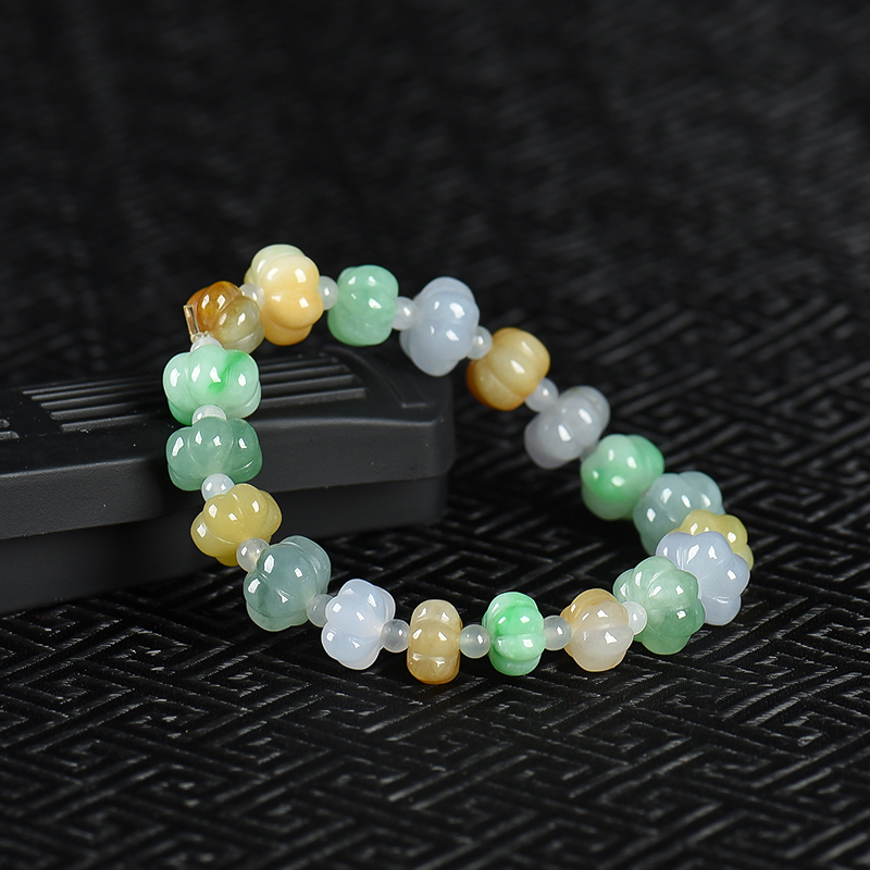 缅甸天然糯冰种翡翠手链-红掌柜