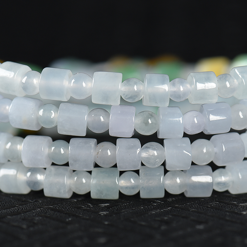 缅甸糯冰种翡翠多圈手串-红掌柜