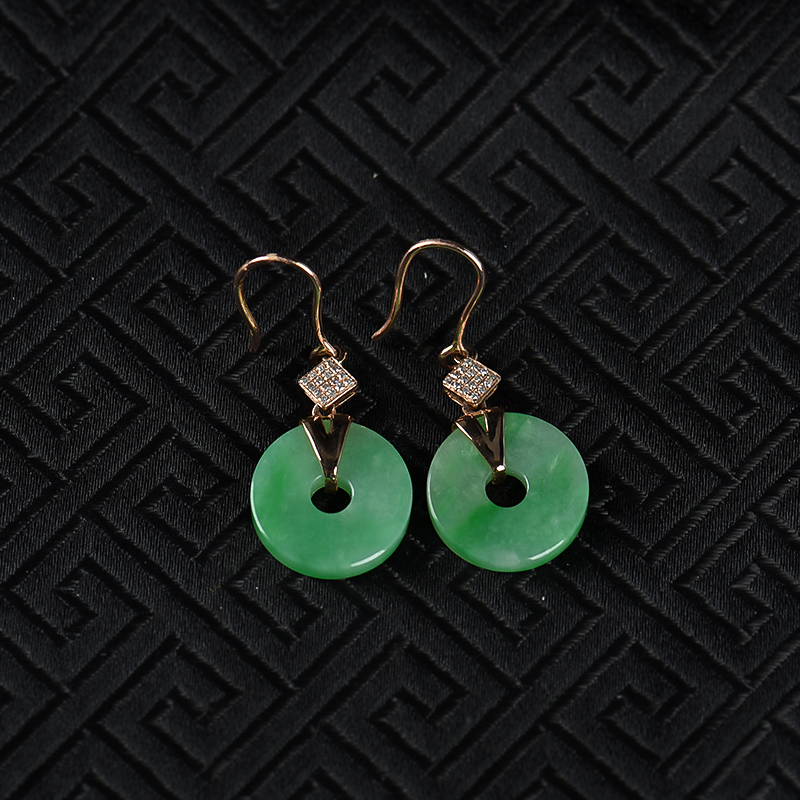 翡翠平安耳坠-红掌柜