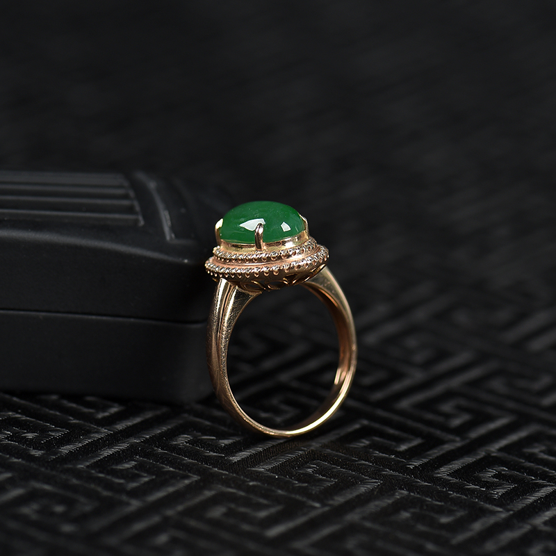 糯冰种翡翠随形戒指-红掌柜