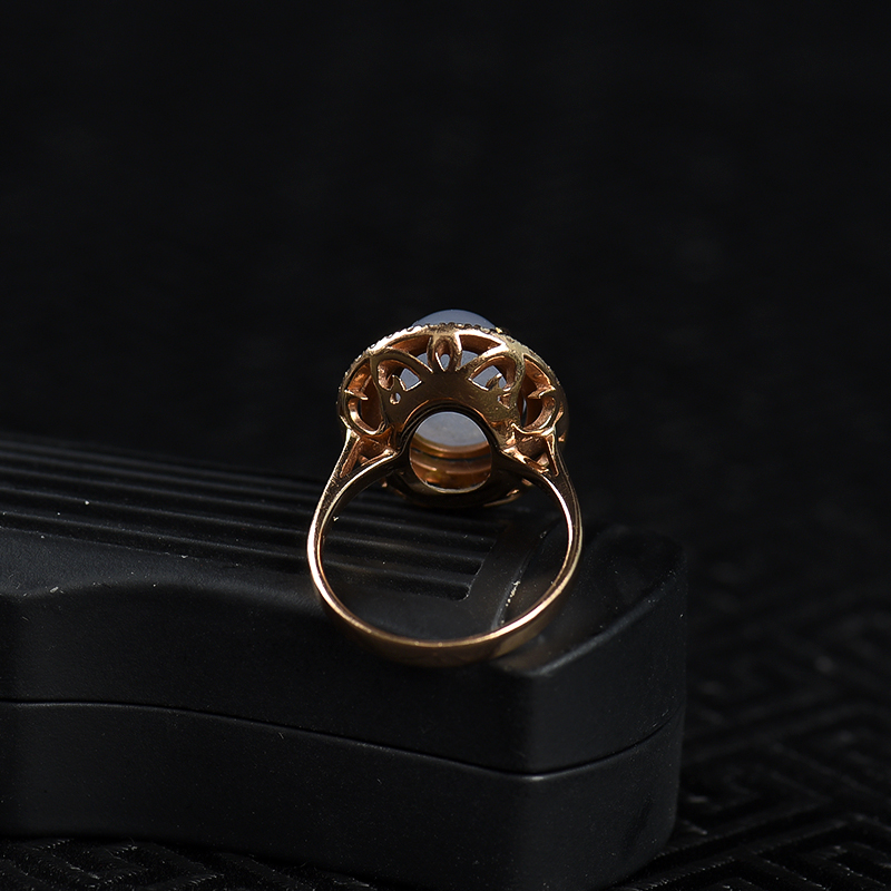 18k糯种翡翠蛋面戒指-红掌柜