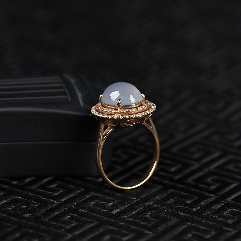 18k糯种浅紫翡翠戒指-红掌柜