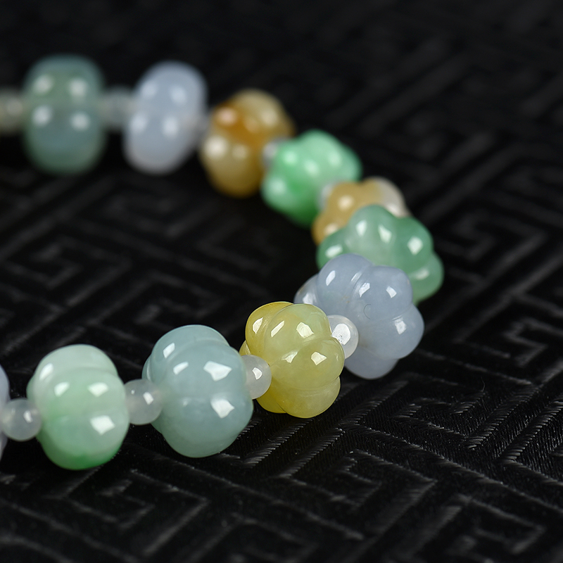 福禄寿翡翠南瓜单圈手串-红掌柜