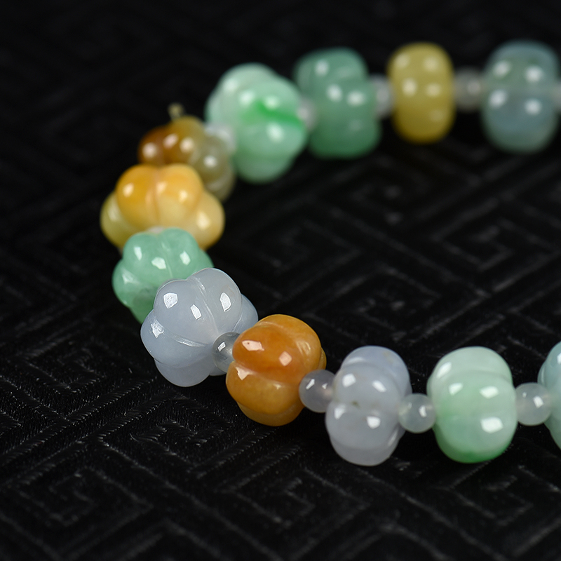 糯种翡翠南瓜单圈手串-红掌柜