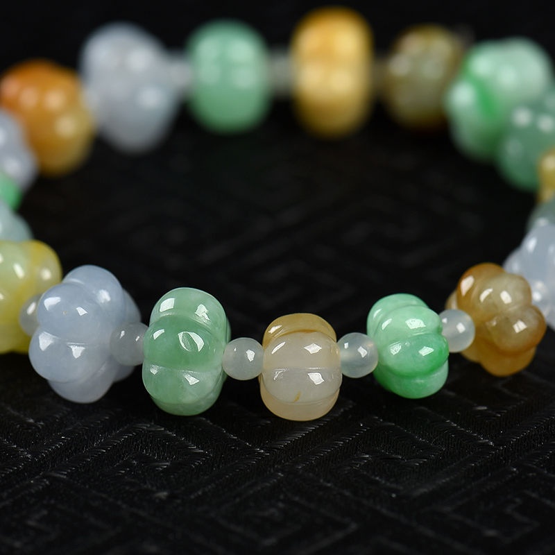 糯种福禄寿翡翠单圈手串-红掌柜