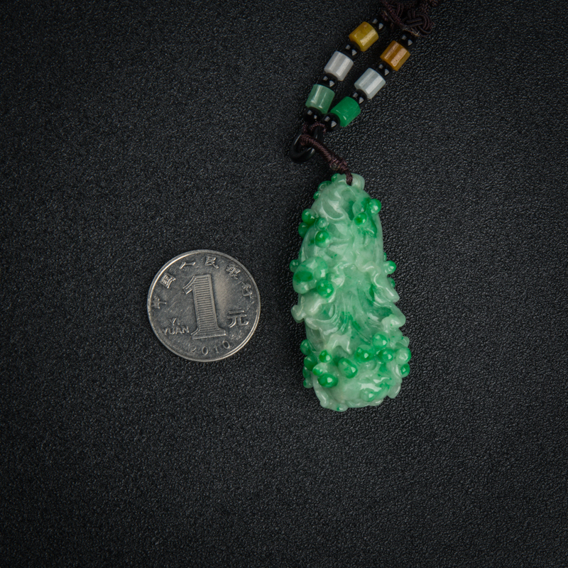 糯种飘翠翡翠百财吊坠-红掌柜