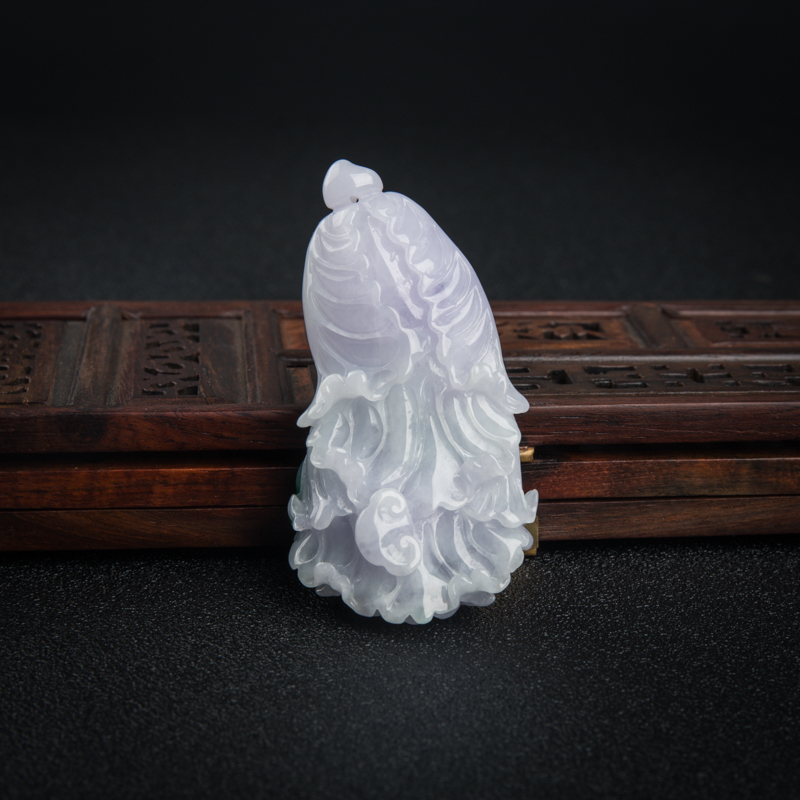 糯种春带彩天然翡翠如意百财吊坠-红掌柜